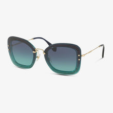MIU-MIU Damen Sonnenbrille MU 02TS JZG5R2 65 Transparent Emerald Green/Glitter 
